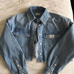 Madewell x Molly Dickson Denim Oversized Crop Shirt, Sz XS